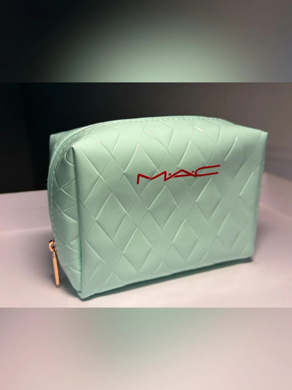 New,unused MAC Cosmetics Mint  Cosmetic Pouch with Red Logo, small size